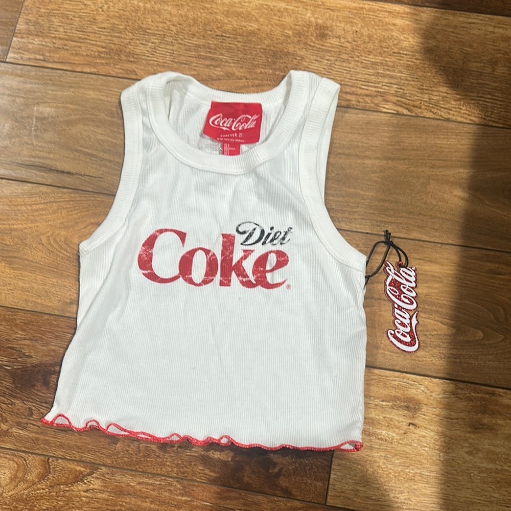 Forever 21 White and Red Tank Top Coca Cola Branding
